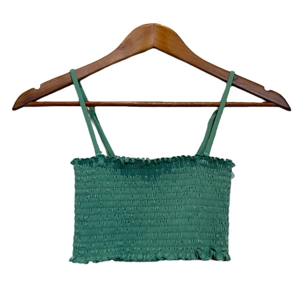 Reformation Cropped Top Stretchy Smocked Small Adjustable Spaghetti Strap Summer - Picture 1 of 8